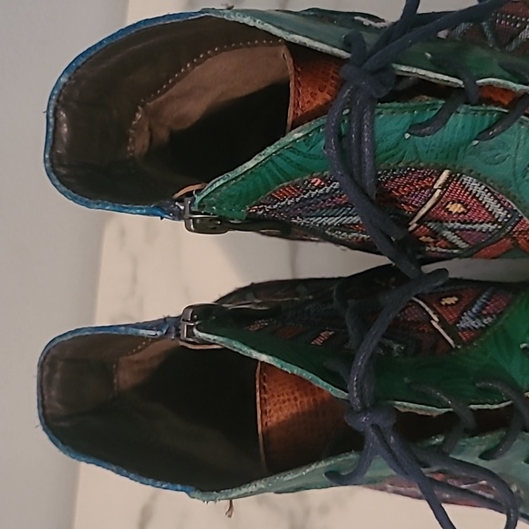 Socofy Leather Tapestry Lace-up Colorful Artsy Ankle Boots Booties EU 37 US 6.5 - Picture 15 of 15